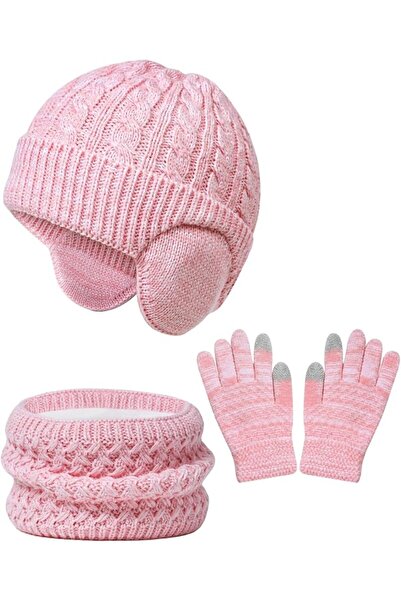 KASTWAVE Winter Beanie Hat Scarf Gloves Set, Knit Warm Earflap Toddler Winter...