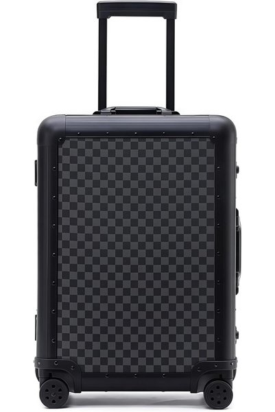 Skycare Luxury Checkered Aluminum Frame Suitcase - Hardshell Luggage with Loc...