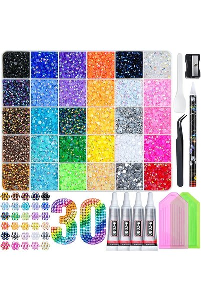 Beauenty 24000Pcs 30 Colors Resin Jelly Rhinestones for Bedazzling