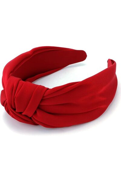 SYOSI Red Knotted Satin Silk Headband – Wide Non-Slip Top Knot Hair Accessory...