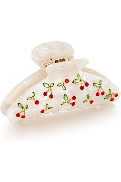 TERRIFI 1 Pack Acrylic Hair Claw Clips, The Rhinestone Pattern In Red Cherry ...
