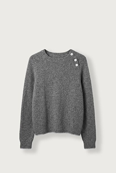 ablukaonline Men's Relax Fit Button Detailed Knitwear Sweater Anthracite