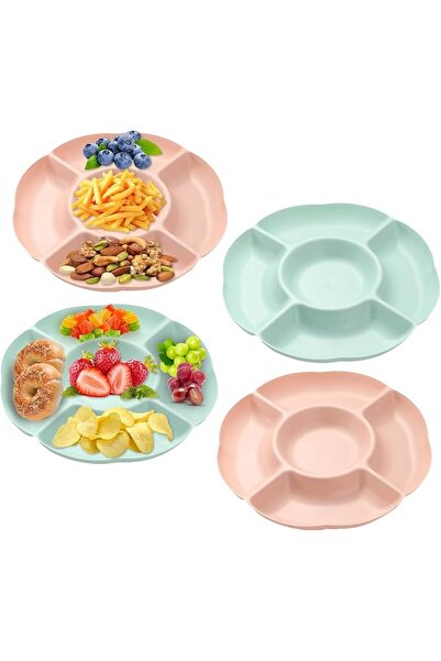 GENERAL Reusable Plastic Snack Trays with 5 Compartments, 4 Pieces of Divided...