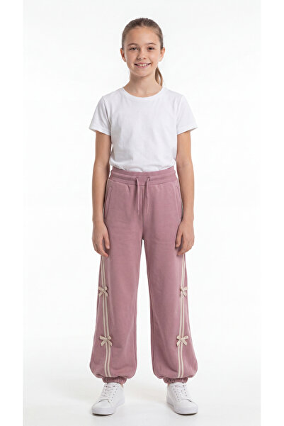 Mışıl Kids Girls' Sweatpants with Bow and Ribbon Trim