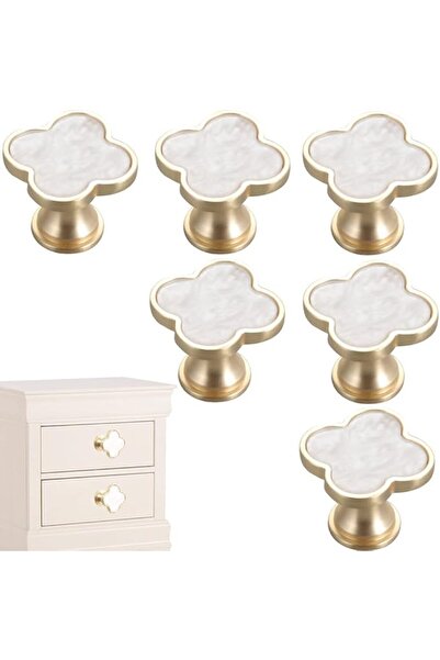 Bukela 6 Pcs Clover Knobs Four-Leaf Handle Creative Cabinet Drawer Pulls Gold...