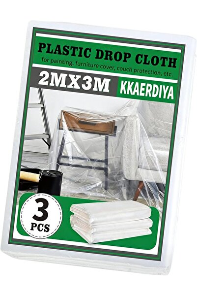 KKAERDIYA قماش بلاستيكي شفاف، 2 متر × 3 متر، غطاء مقاوم للماء للرسم وتغطية ال...