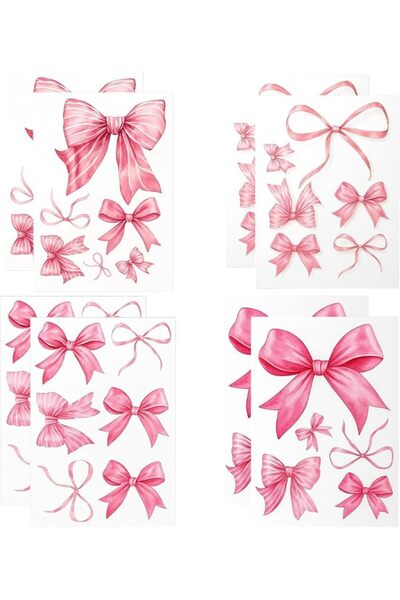 KASTWAVE 8 Sheets Pink Bow Wall Stickers, 46Pcs Bow Decor for Bedroom & Party...