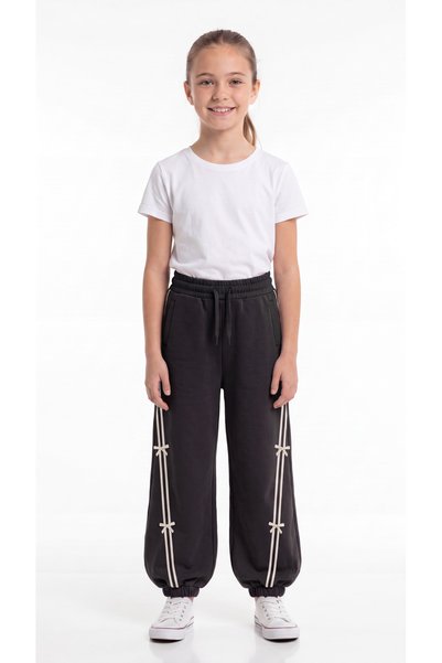 Mışıl Kids Girls' Sweatpants with Bow and Ribbon Trim