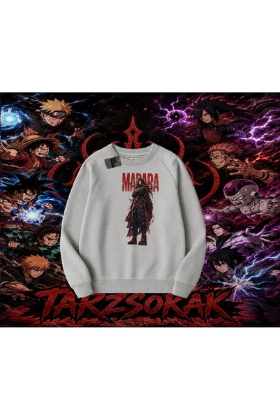 Tarzsokak Madara Uchiha Naruto Anime Character Oversize Unisex Crew Neck Swea...