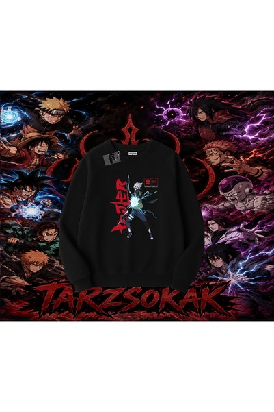 Tarzsokak Kakashi Hatake Naruto Anime Character Oversize Unisex Crew Neck Swe...