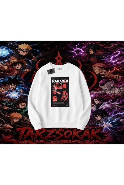 Tarzsokak Kakashi Hatake Naruto Anime Character Oversize Unisex Crew Neck Swe...