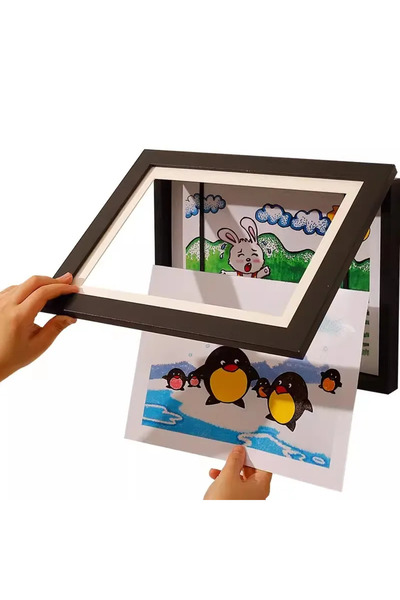 Choice A4(24X33cm) Black Children Drawing Frame A4 Wooden Poster Frame for Wa...