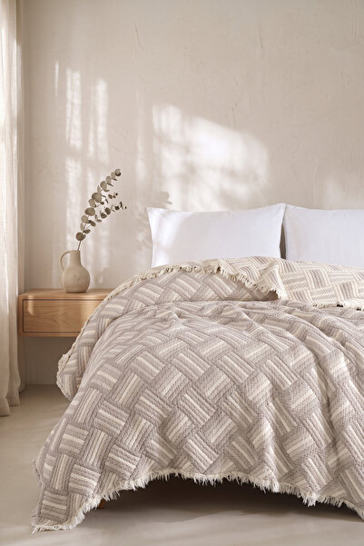 Lux Touch Preya 100% Cotton Muslin Double Bedspread & Throw |   Anti-Sweat Na...