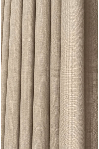 birton Natural Textured Linen Background Curtain |   Beige |   Battery-Free Flat Planting |   Single Wing |   Modern Living Room Curtain