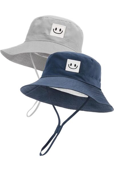 Yelajoy 2pcs Baby Sun Hat Smile Face Toddler Boys Girls Bucket Hat 0-5 Years ...