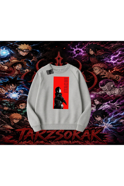 Tarzsokak Itachi Uchiha Naruto Anime Character Oversize Unisex Crew Neck Swea...