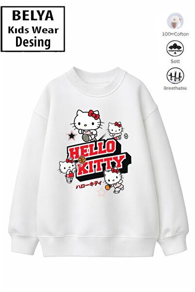 Belya Kids Wear Модерен детски суичър за момичета, овърсайз модел, с дизайн H...