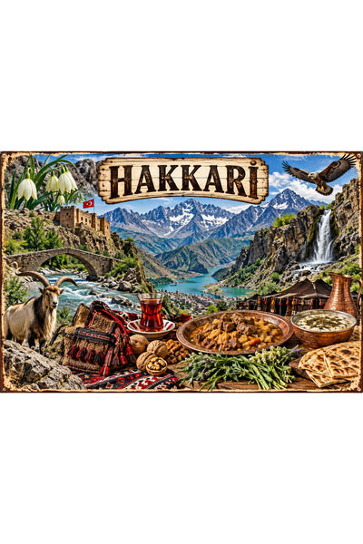 Lucena Placă metalică decorativă retro Hakkari – Placă decorativă culturală r...