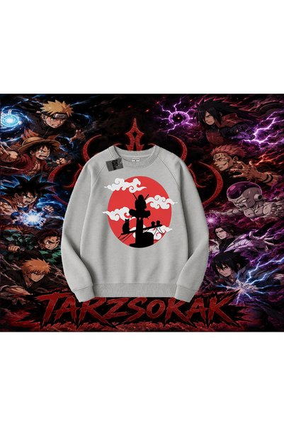 Tarzsokak Itachi Uchiha Naruto Anime Character Oversize Unisex Crew Neck Swea...