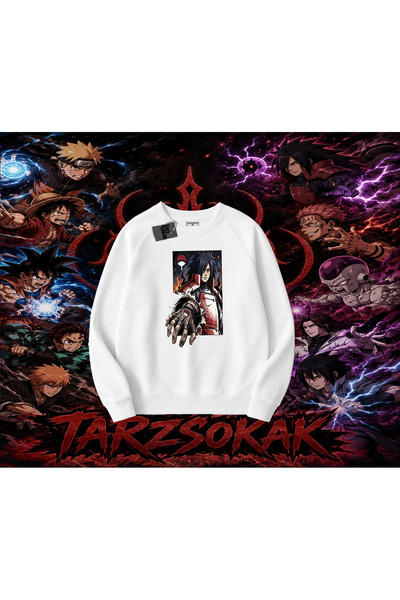 Tarzsokak Madara Uchiha Naruto Anime Character Oversize Unisex Crew Neck Swea...