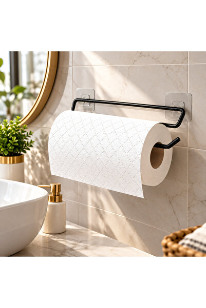 HSY STORE Mutfak ve Banyo İçin Delme Gerektirmeyen Güçlü Yapışkanlı Siyah Met...