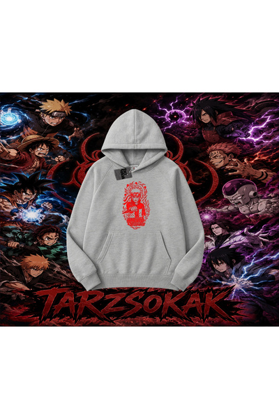 Tarzsokak Naruto Uzumaki Premium Anime Oversize Unisex Hooded Sweatshirt White