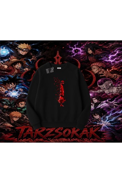 Tarzsokak Itachi Uchiha Naruto Anime Character Oversize Unisex Crew Neck Swea...