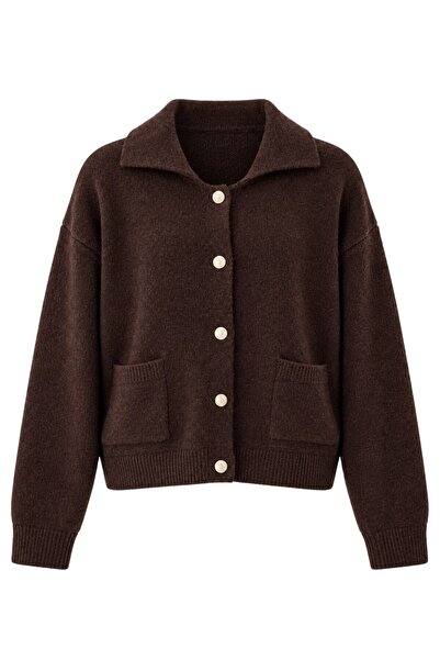 Retrobird Darcy Polo Collar Pocketed Knitwear Cardigan Women's Brown