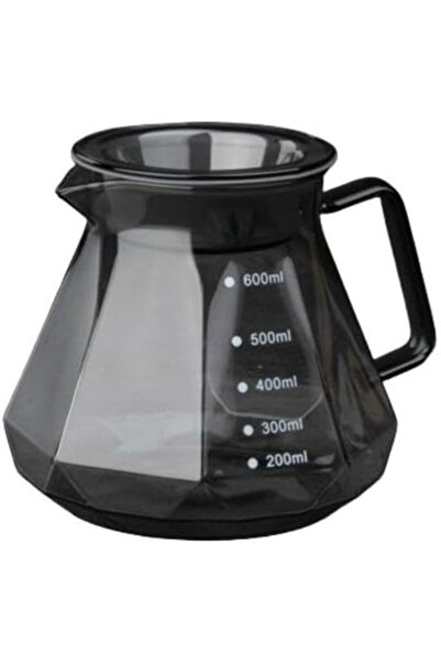Generic إبريق قهوة زجاجي V60 سعة 600 مل بتصميم ماسي أسود
