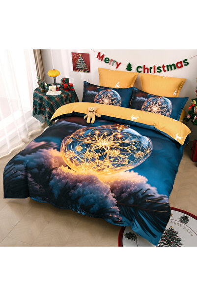 CHIRASO Christmas Set, Premium Finet 5D, 6 Pcs, Fitted 180x200, Golden Bauble