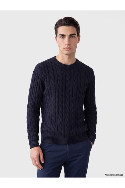 LC Waikiki Crew Neck Patterned Men's Knitwear Sweater