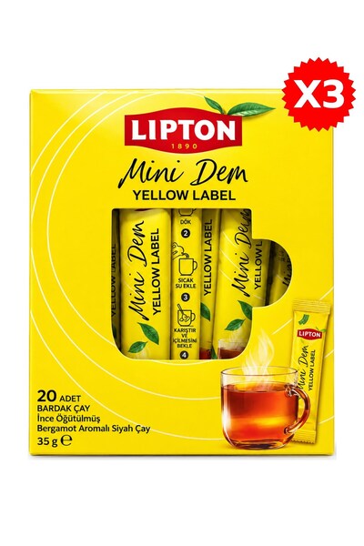 Lipton Mini Dem Yellow Label Siyah Çay 20li x 3 Adet