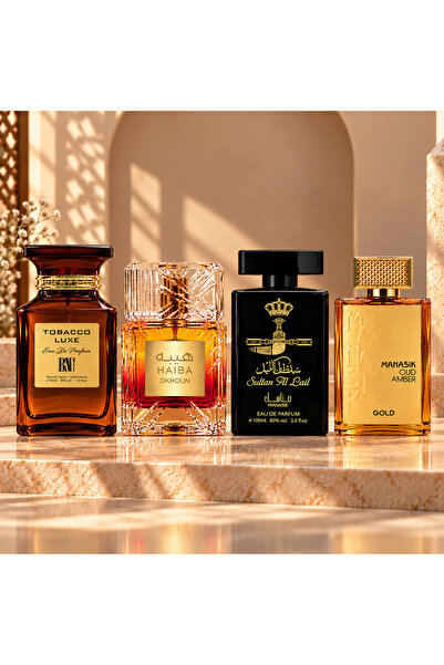 EMATTEIRO Σετ 4 ανατολίτικων αρωμάτων Tobacco Luxe, Humrah Dkhoun, Sultan Al ...