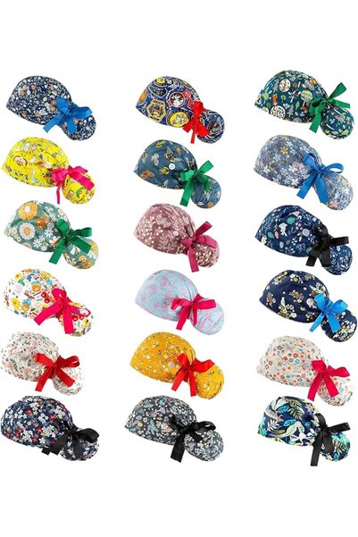 YEAJOIN Scrub Caps Women Bouffant Scrub Hats Caps for Nurses, Adjustable Work...