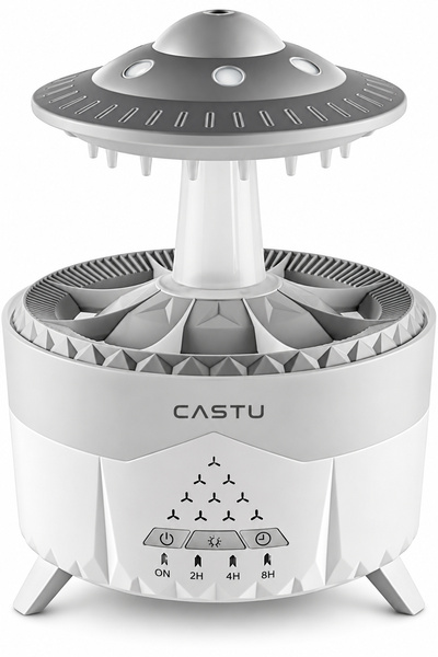 CASTU Ultrasonik Hava Nemlendirici Buhar Makinesi Ve Aroma Difüzörü Işıklı Terapi Aromatik Koku Verici