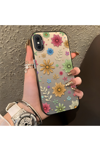 CHICASELUX متوافق مع iPhone XS Max، طباعة زهور ملونة متعددة الألوان على شكل ن...