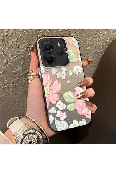 CHICASELUX حافظة Redmi Note 14 4G متوافقة مع اللون الوردي والأبيض والزهور وال...