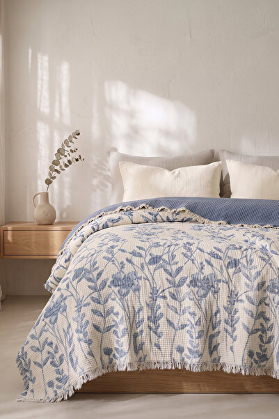 Lux Touch Olympos 100% Cotton Muslin Double Bedspread & Throw |   230X250 cm ...