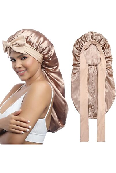 X SPRING Xspring Long Satin Bonnets for Women, Double Layer Elastic Silk Bonn...