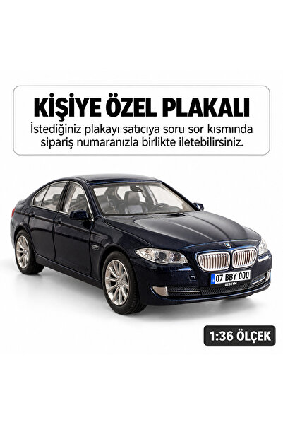 bebeym Bmw 535i Metal Araba - Kişiye Özel Plakalı Oyuncak Araba - Lacivert