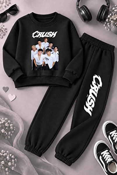 MECH BUTİK Crush baskılı siyah unisex alt üst eşofman takım
