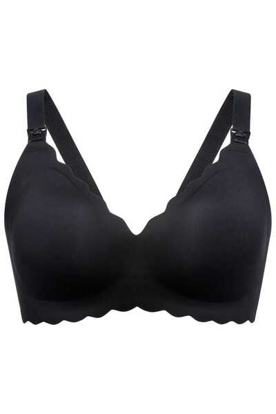 Momcozy - Seamless Support Floral Nursing Bra Black - XL