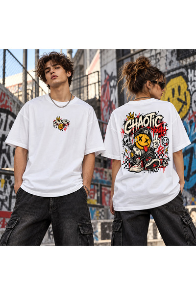 The Baski Χαοτικό Νεανικό T-Shirt Oversize Unisex με στάμπα γκράφιτι – Γραφικ...