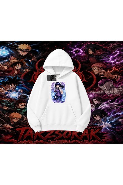 Tarzsokak Hinata Hyuga Naruto Anime Character Oversize Unisex Hooded Sweatshi...