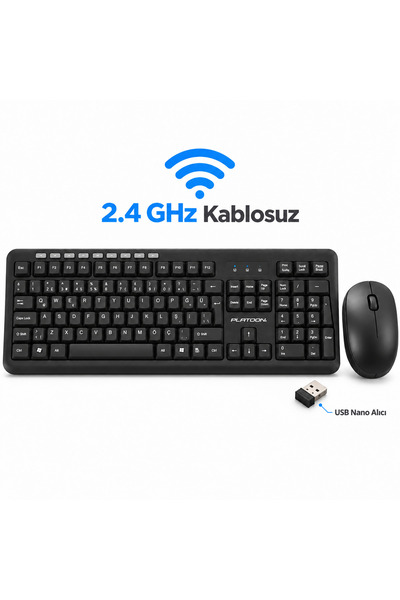 VOREX Platoon PL-355 Kablosuz Türkçe Q Klavye Mouse Seti 2.4 GHz USB Nano Alı...