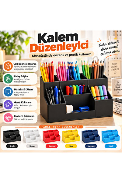 MYE TEKNOLOJİ Multi-Compartment Pen Holder and Desktop Organizer