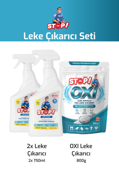 STOP Forte OXI Toz Leke Çıkarıcı + 2'li Leke Çıkarıcı Sprey
