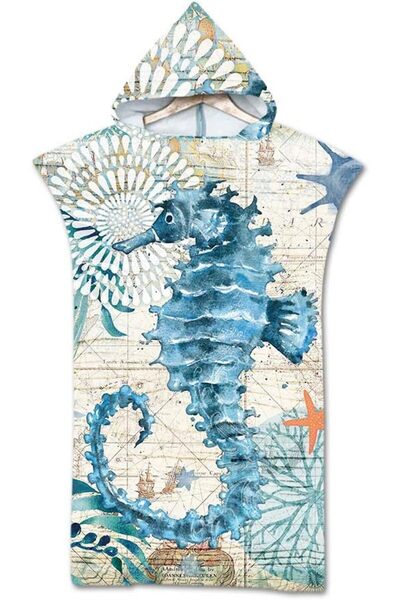 GENERAL Hooded Beach Towel Swimming Changing Robe Adults Large Microfiber Sur...