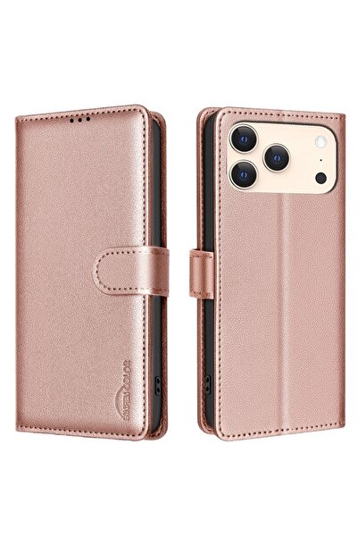 BINFEN COLOR BF32 Θήκη-Πορτοφόλι με Βάση Στήριξης για iPhone 17 Pro Max - Ροζ...