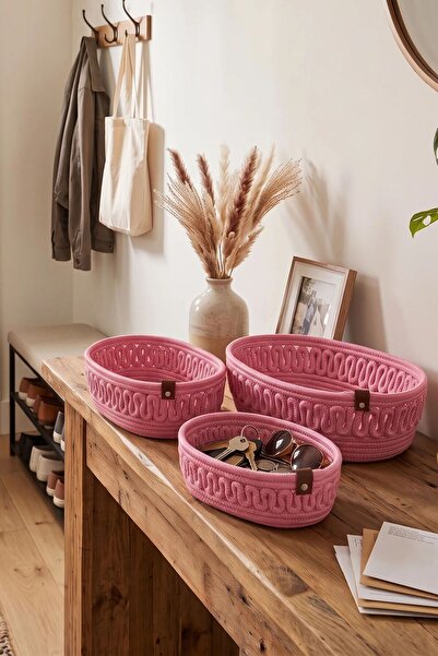 Comfort Craft 3-Piece Trikot Oval Jute Basket Set |   100% Vegan Desktop & Ba...